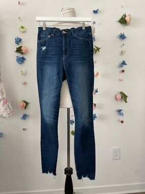 H&M Dark Indigo Skinny Jeans with Raw Hem